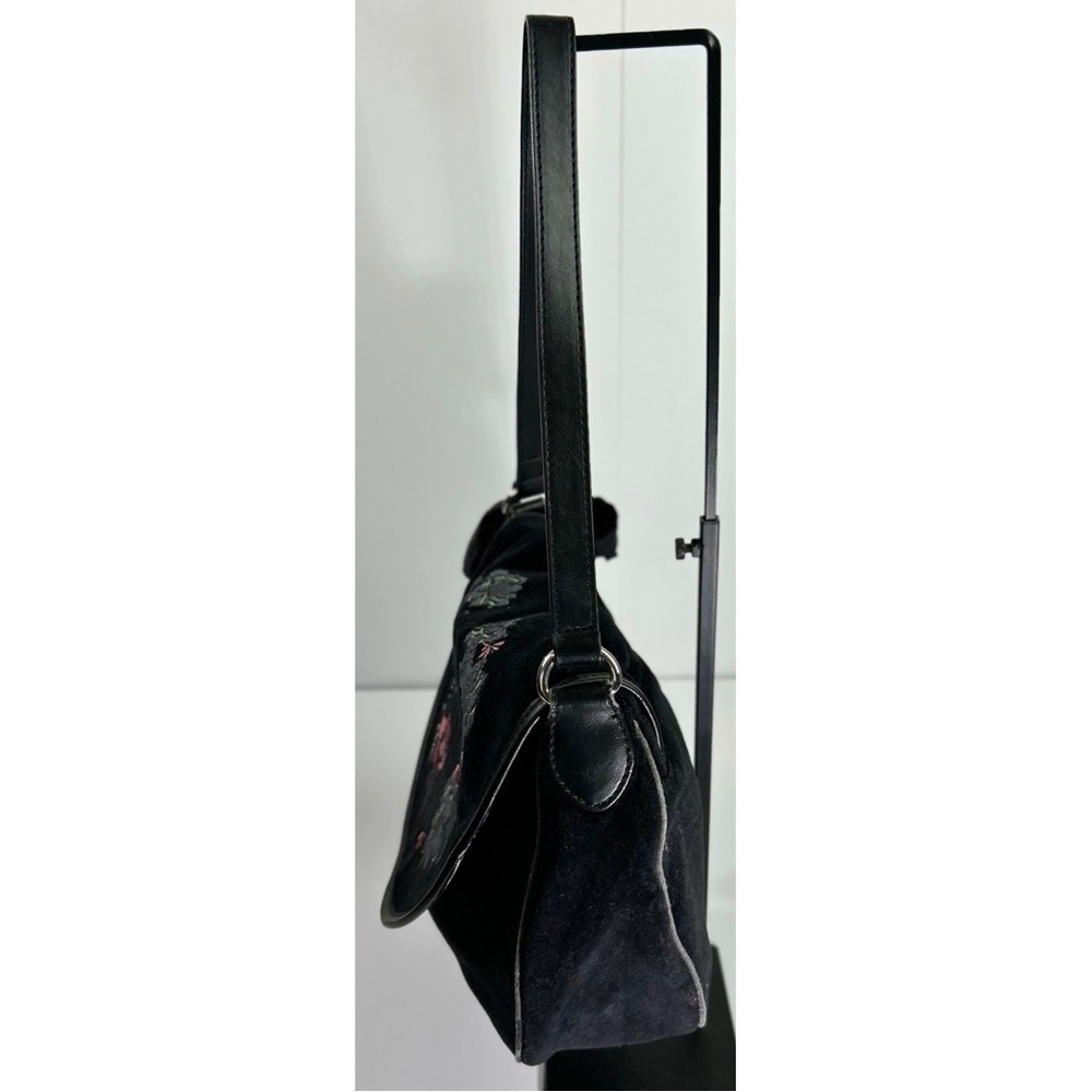 Juicy Couture Y2K Black Floral Velour Shoulder Purse - Picture 4 of 13